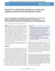 Vitamin D in adult health and disease: a review