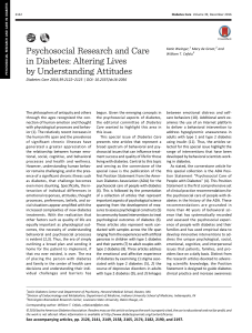 Psychosocial Research and Care in Diabetes: Altering Lives by