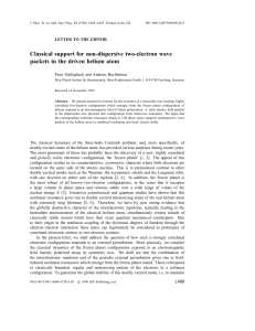 Classical support for non-dispersive two