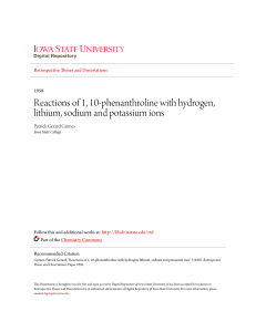 Reactions of 1, 10-phenanthroline with hydrogen, lithium, sodium