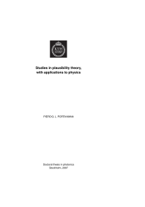 Studies in plausibility theory, with applications to physics