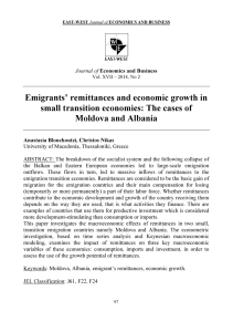 Emigrants` remittances and economic growth in small transition