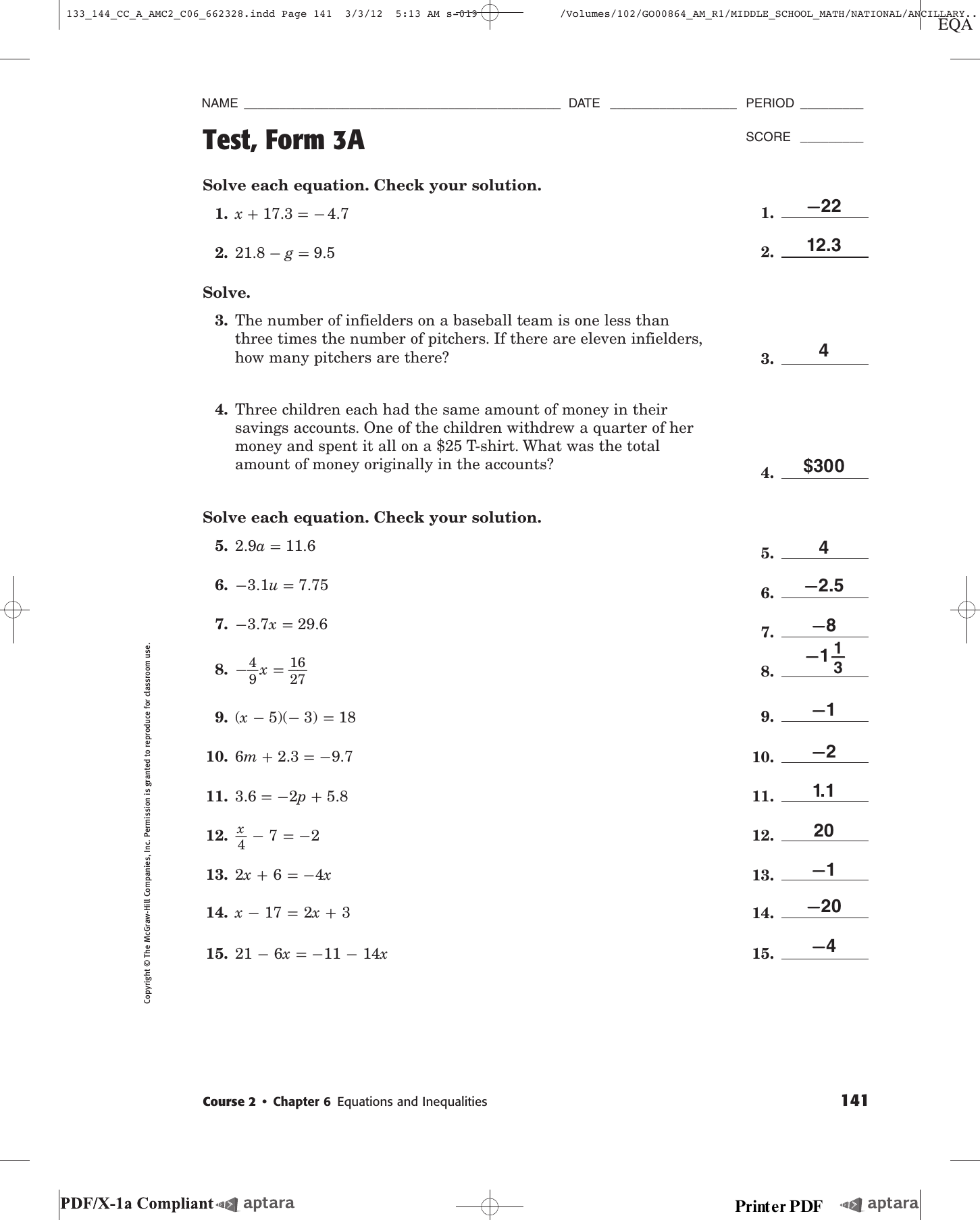 unit 2 equations and inequalities homework 4 answer key