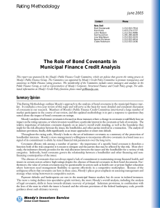 The Role of Bond Covenants in Municipal Finance Credit