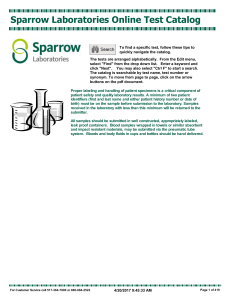 Sparrow Laboratories Online Test Catalog