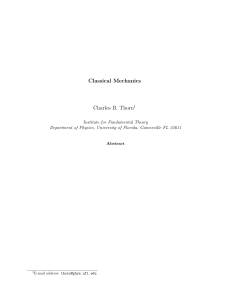 Advanced Classical Mechanics Lecture Notes
