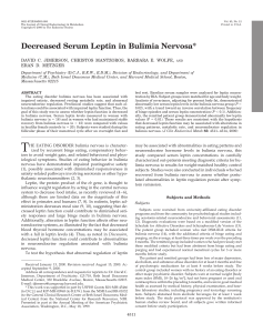 Decreased Serum Leptin in Bulimia Nervosa*