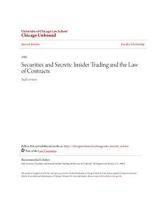 Securities and Secrets: Insider Trading and the Law of Contracts