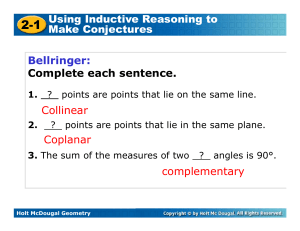 Using Inductive Reasoning to Make Conjectures Bellringer