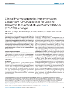 Codeine Therapy in the Context of Cytochrome P450 2D6