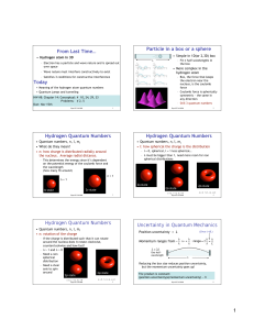 From Last Time… Today Particle in a box or a