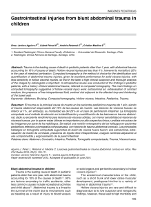 Gastrointestinal injuries from blunt abdominal trauma in children