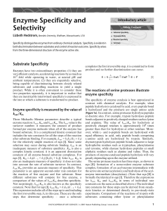 Enzyme Specificity and Selectivity