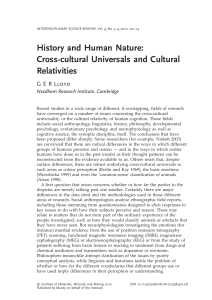 History and Human Nature: Cross-cultural Universals and Cultural