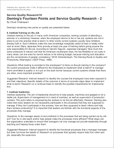 Deming`s Fourteen Points and Service Quality Research - 2