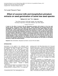 Effect of coconut milk and bryophyllum pinnatum extracts on seed