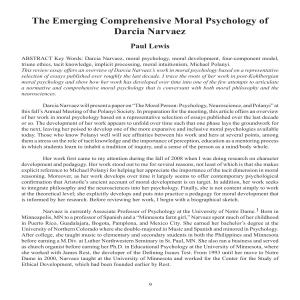The Emerging Comprehensive Moral Psychology of Darcia Narvaez