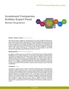 Investment Companies Entities Expert Panel