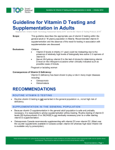 Guideline for Vitamin D Testing and Supplementation in Adults