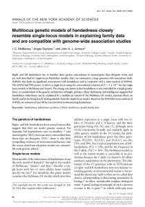 Multilocus genetic models of handedness closely resemble