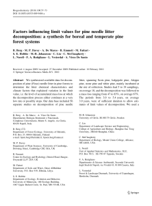 Factors influencing limit values for pine needle litter decomposition