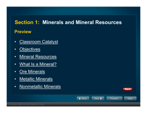 Section 1: Minerals and Mineral Resources