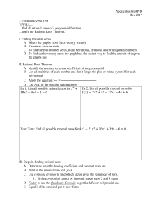 Precalculus PreAP/D Rev 2017 2.5: Rational Zero Test “I WILL