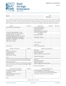 personal statement - Bath Savings Institution