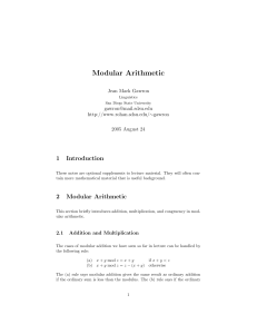 Modular Arithmetic - Jean Mark Gawron