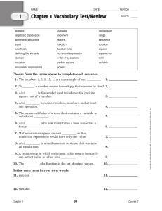 Chapter 1 Vocabulary Test/Review