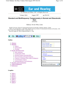 Standard and Multifrequency Tympanometry in Normal and