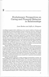 Evolutionary Perspectives on Caring and Prosocial Behavior in