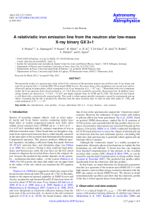 A relativistic iron emission line from the neutron star low-mass X