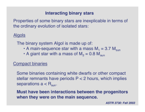 Interacting binary stars Properties of some binary stars are