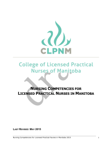 nursing competencies for licensed practical nurses in manitoba