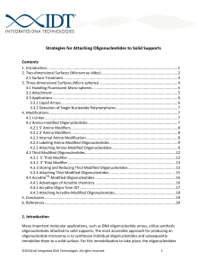 Strategies for Attaching Oligonucleotides to Solid Supports