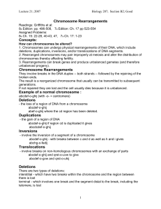 Chromosome Rearrangements Concepts: Chromosome