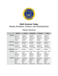 Math Summer Camp Weekly Schedule, Content, and Reading/Video