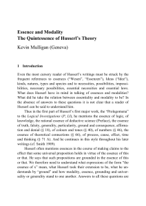 Essence and Modality The Quintessence of Husserl`s Theory Kevin