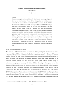 Changes in a scientific concept: what is a planet? - Philsci