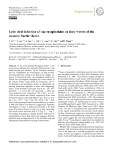 Lytic viral infection of bacterioplankton in deep