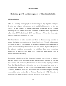 CHAPTER III Historical growth and development of Minorities in India