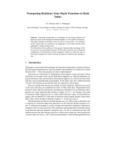 Transposing Relations: from Maybe Functions to Hash Tables than