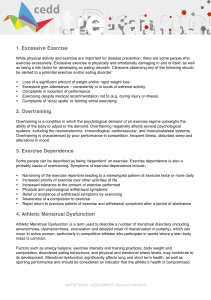 1. Excessive Exercise 2. Overtraining 3. Exercise Dependence 4