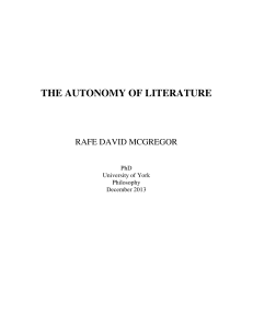 THE AUTONOMY OF LITERATURE - White Rose eTheses Online