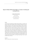 Impact of Subject Matter Knowledge of a Teacher in Teaching and
