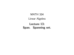 MATH 304 Linear Algebra Lecture 13: Span. Spanning