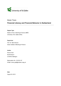 Financial Literacy and Financial Behavior in Switzerland