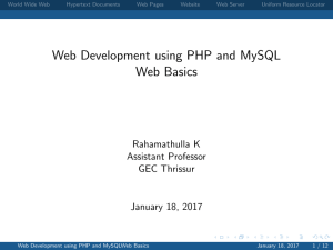 Web Development using PHP and MySQL Web Basics