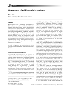 Management Of Cold Haemolytic Syndrome